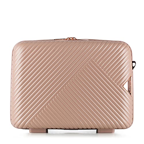 WITTCHEN Necessaire Estuche cosmético de viaje Maleta de mano Maletín de cabina Maleta de policarbonato con correa ajustable para cosméticos GL Style Rosa empolvado