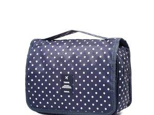 Sechunk Bolsas de aseo de viaje impermeables para colgar bolsa de cosméticos multifunción bolsa de maquillaje para mujeres (navyRound Dot)
