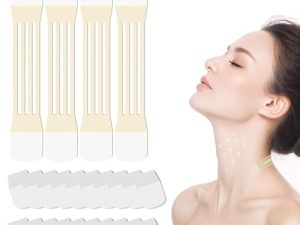 Kit de Cintas Lifting, 20 Parches Invisibles + 4 Elásticos para Contorno en V Instantáneo, Levantamiento De Cuello Pegatinas, Cinta De Levantamiento De Cuello, para Mujeres y Niñas