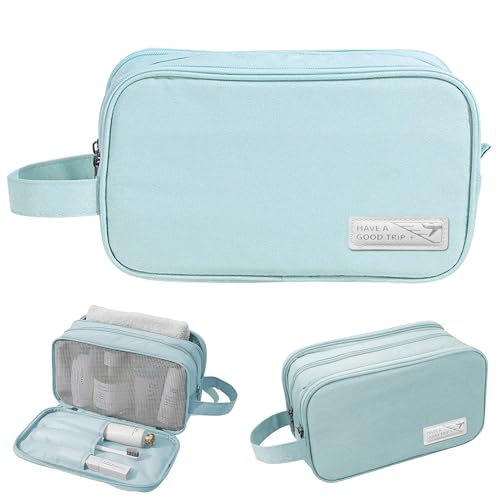 Neceser para Viaje Hombres y Mujer,Neceser de Afeitado Gran Capacidad con Tres Compartimentos Organizador de Cosméticos - Azul