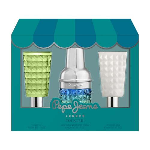 Pepe Jeans Cocktail Edition For Him Estuche Regalo Perfumes Hombre Pack de 3 Piezas Eau de Toilette 30ml, After Shave 50ml y Shower Gel 50ml Set Fragancia Cítrica, Amaderada y Especiada