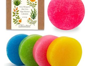 CABRERIZO SOAP 4 Esponjas Jabonosas desechables – Jabones artesanales, Jabones para regalar – Esponjas de Jabon manos y cuerpo 2 en 1, Pack 4×100 g Esponja baño Rosa Mosqueta, Aloe, Algas y Caléndula