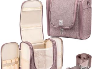 BOACAY Neceser Grande para Mujer y Hombre, Bolsa de Aseo Colgante, Bolso Baño y Viaje, Organizador de Maquillaje, Kit para Cosméticos, Accesorios (X-Large) Coffee with Milk Brown