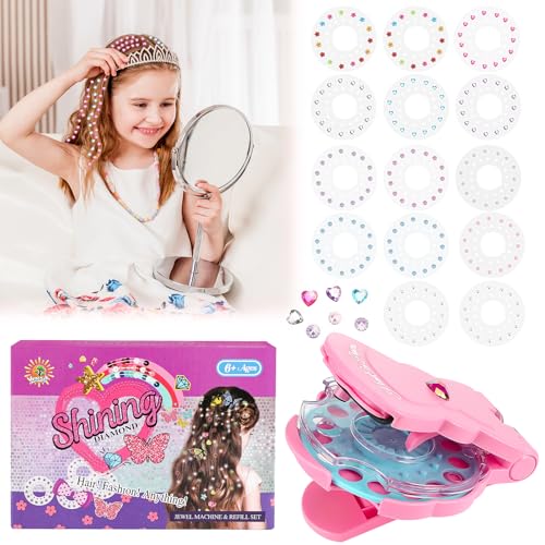 Farerkass Hair Gems Bedazzler Kit con 210 Gemas, Trenzador de Pelo para Niñas - Kit de Juguete de Moda y Belleza para Regalos