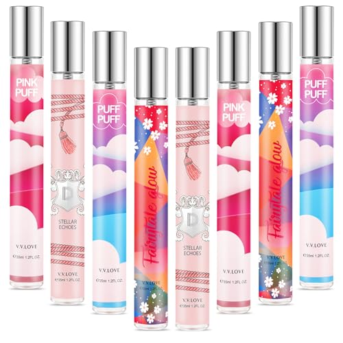 Set Regalo Perfumes de Mujer - 8 X 35 ml Mini Perfumes- Con Dulces Fragancias Florales y Frutales, Regalos originales para mujer, Ideal para Viajes, Regalo para Ti, Navidad, Nochevieja, San Valentín