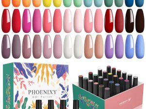 Esmaltes Semipermanentes para Uñas, Phoenixy 24Pcs 7ml 21Colores Pintauñas Semipermanentes con Capa Base Capa Superior Brillante y Mate, Kit Uñas Semipermanentes Esmalte para Manicura