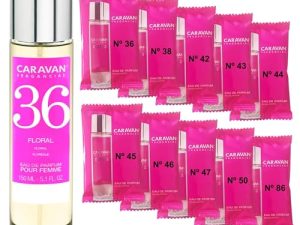 CARAVAN FRAGANCIAS Perfume de Mujer Nº36 de 150 ml + Set de 10 Viales de Fragancias femeninas distintas de Caravan para descubrir nuevos aromas