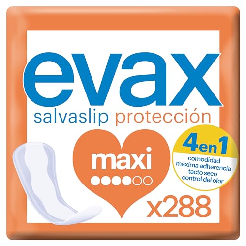 Evax Salvaslip Maxi, 288 Unidades, Siéntete Fresca y Limpia Durante Todo el Día - Formato Ahorro