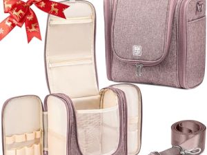 BOACAY Neceser Grande para Mujer y Hombre, Bolsa de Aseo Colgante, Bolso Baño y Viaje, Organizador de Maquillaje, Kit para Cosméticos, Accesorios (X-Large) Coffee with Milk Brown