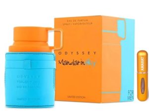 Perfume Odyssey Mandarin Sky Original 100ML, Perfume Árabe de Larga Duración, Eau De Parfum Importado desde E.A.U, Incluye Atomizador 5ML, Aroma Cítrico-Amaderado con Notas Exóticas (Mandarin Sky)