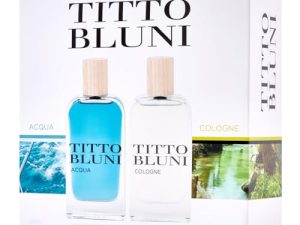 TITTO BLUNI – Acqua y Cologne Uomo 75 ml, Estuche de Regalo Hombre, Perfume Formato Spray, Eau de Toilette Masculina, Aroma Especiado e Intenso, Fragancia Atractiva y Duradera