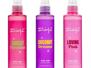 TOP VENTAS: MR WONDERFUL – Bruma Corporal Perfumada 3 x 200 ml, Sunset Paradise, Loving Pink y Coconut Dreams, Body Mist, Aa Floral Frutal, Fragancia Fresca, Fácil de Aplicar, Secado Rápido, Formato Spray con descuento
