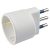 POLY POOL PP0432S Adaptador de enchufe Schuko clavija grande 250V- Enchufe alemán-italiano 10A/16A con toma de tierra lateral Adaptador con enchufe 16A 2P+E Adaptador 100 % Made in Italy Blanco