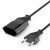 deleyCON 2m Extensión del Cable de Alimentación Tipo c Euro – TV, PC, Monitor, Lámpara, Beamer, Electrodomésticos – Negro