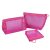 Aosbos 3 Piezas Neceser Mujer de Malla, Neceser Maquillaje Transparente para Viaje, Malla Bolsa de Aseo para Playa, Bolsa de Artículos de Tocador, Bolsa de Cosméticos con Cremallera, Rosa Roja