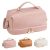 Hggzeg Bolsa de cosméticos de gran capacidad, bolsa de maquillaje de viaje de doble capa, bolsa de aseo portátil de poliuretano impermeable para mujeres y niñas, Pink