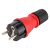 Electraline 55082, Enchufe Schuko Profesional, protección IP54, con Anillo de Bloqueo de Cable para facilitar el cableado, Rojo, Clavija