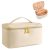 ZIOSINM Neceser Viaje Mujer Hombre, 25x17x12 cm Neceser Maquillaje Niña con Bolsillo para Cepillo, Neceser Maquillaje Organizador con Compartimento de PU (Beige)