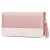 Jocose Moose Billetero Mujer Leather Wallet Gran Capacidad con Cremallera para Mujer niña, Billetero con 12 Ranuras para Tarjetas con Bolsillo para móvil(Rosa/Blanco)