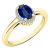 DazzlingRock Collection 10 quilates oro amarillo ovalada redonda Blue IJ zafiro sintético azul diamante natural blanco