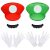Aomig Disfraz Mario y Luigi Bros, 6pcs Set de Accesorios Mario Classic con Guantes, Bigote y Gorra, Cosplay Disfraz Halloween Carnaval Navidad de Hombre, Mujer, Adulto, Niños