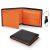 TEEHON Cartera para Hombre, Monedero con RFID Bloqueo con 10 Ranuras, 2 Compartimentos para Billetes, 1 Bolsillo para Monedas con Botón, 1 Llavero y Regalo Caja – Naranja Negro