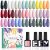 Phoenixy 21 Colores Esmaltes Semipermanentes para Uñas 24pcs U V/LED Pintauñas Semipermanentes Vibrante con Base Top Coat Brillante y Mate Regalos para Mujeres