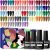 JODSONE 32 colores Kit de esmalte de gel Esmalte Base No Limpiar Esmalte Superior Esmalte mate Esmalte de uñas verde azul rojo rosa Colección de regalos para las mujeres