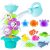 deAO Juguete de baño para niños, Divertido Juguete de aspersor de Flores con regadera, Rueda de Agua y Tazas apilables de Colores; Juguetes de baño de Animales de Cuerda y Bolsa de Almacenamiento de
