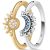 Aucuu Anillos Mujer Brillante Sol y Luna, Plata de Ley 925 Anillo para Mujer, Anillo Superpuesto con Sol y Luna Celestial, Anillo de Engaste de Diamantes, Regalo Ideal para Mujeres y Niñas – Plata