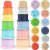 Cubos Apilables Juguetes para Bebe&Niños, Juguete Apilable de Silicona Blanda, Montessori Juguetes Bebés 2 Juegos(6+6), Juguetes Educativos para Bebés 6-12 Meses Niños 1 Año 2 Años, Color Macarrón